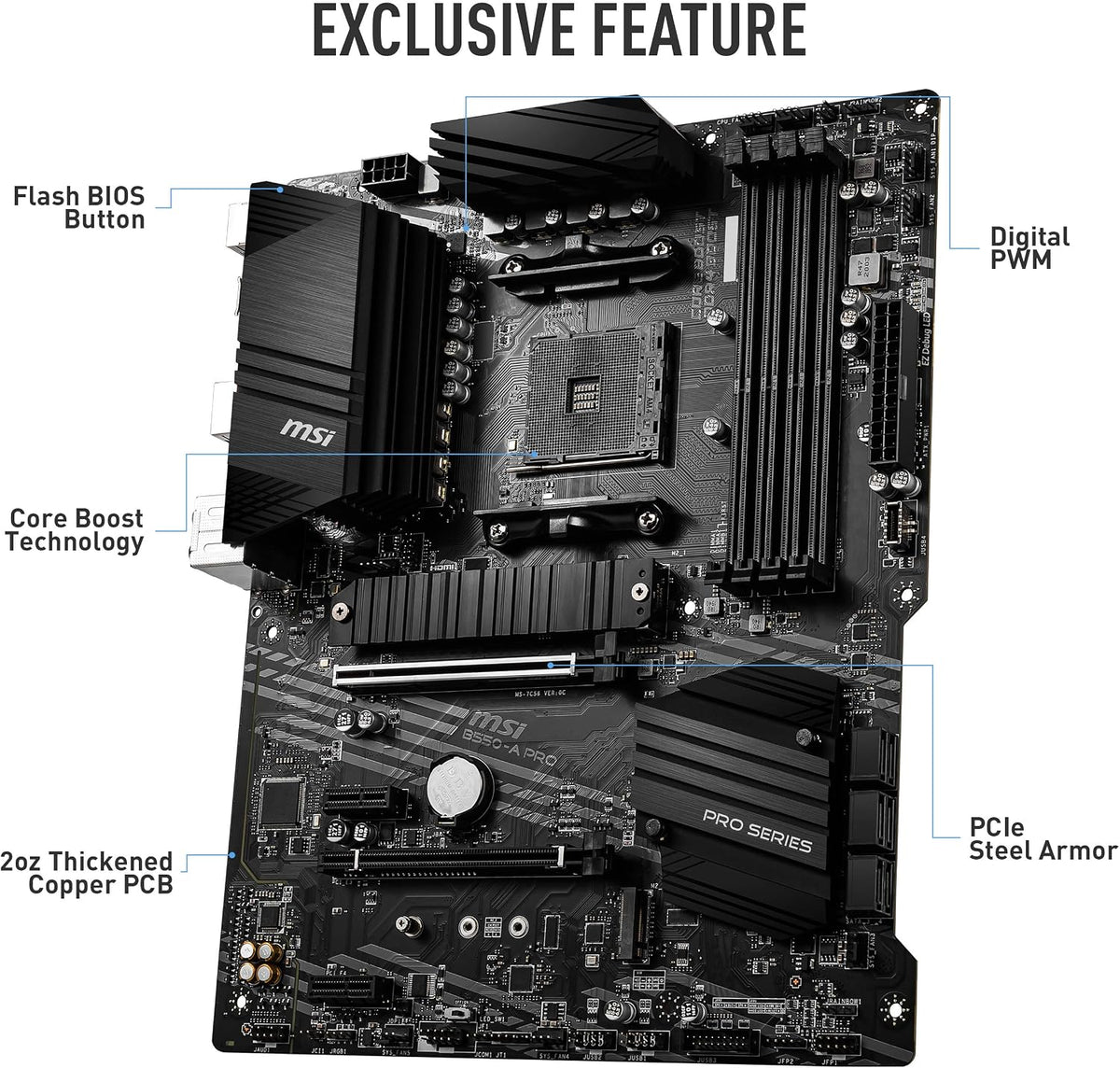 MSI MPG B550 Gaming Plus (ATX AMD AM4 DDR4 M.2 USB 3.2 Gen 2 HDMI ATX Gaming Moderkort AMD Ryzen™ 5000-processorer