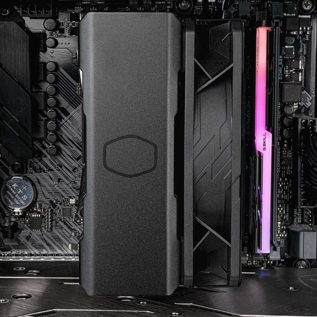 Cooler Master Hyper 212 Black CPU-Luftkylare - Aluminiumfinish, 4 Kontinuerliga Direktkontaktvärmerör, SickleFlow 120 Edge Fläkt, LGA1700 & AM5 Fäste - Svart