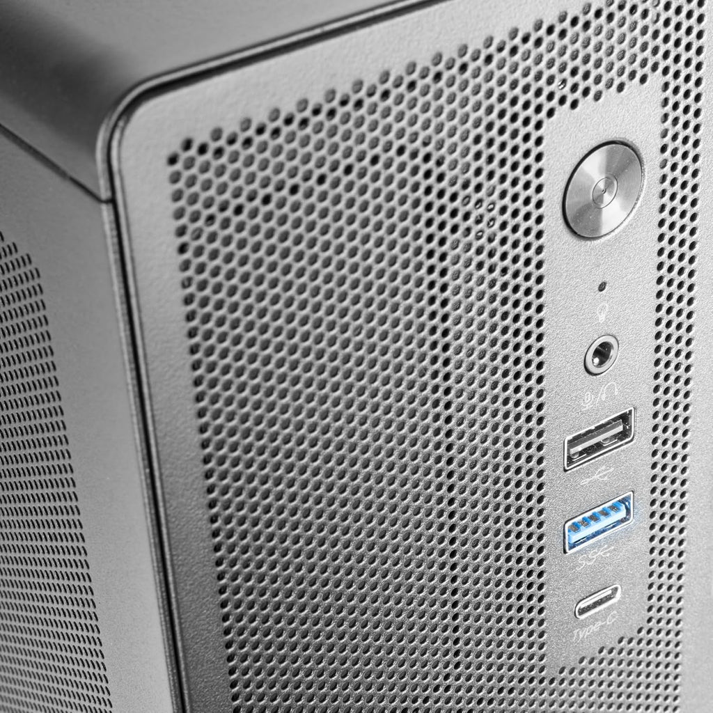 Tacens AEROSLIM500, PC-chassi MicroATX, Dammskyddande Meshpaneler, TFX-nätaggregat 500W, Främre FDB-fläkt 90mm, Slim Mini-Tower Kompatibel med MicroATX och Mini-ITX, USB-C och USB 3.0, Svart