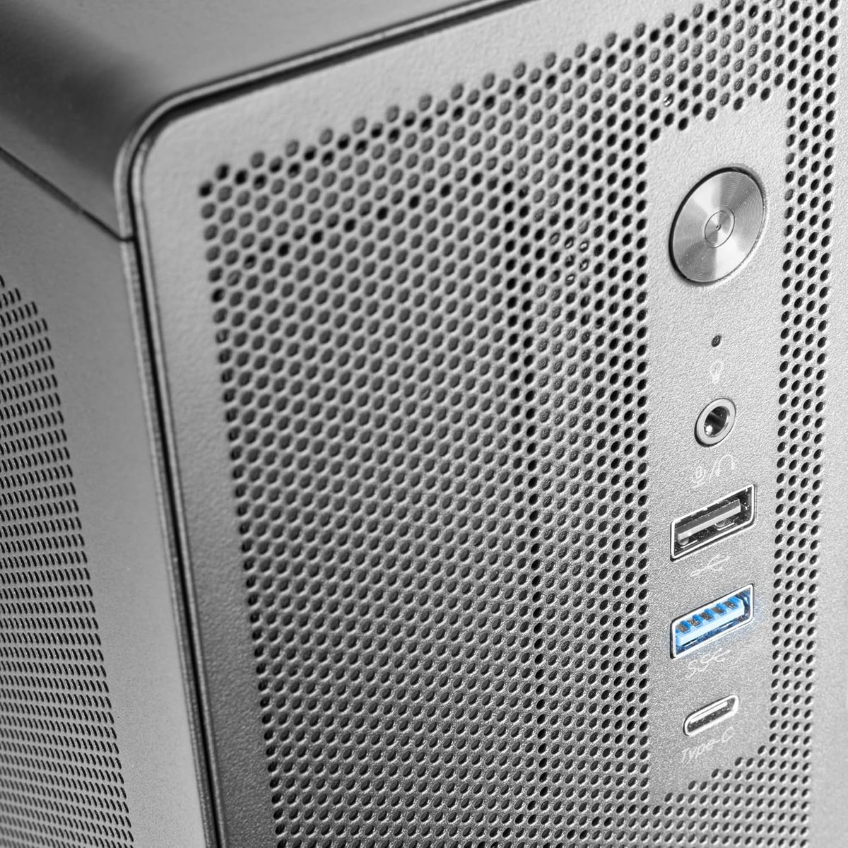 Tacens AEROSLIM500, PC-chassi MicroATX, Dammskyddande Meshpaneler, TFX-nätaggregat 500W, Främre FDB-fläkt 90mm, Slim Mini-Tower Kompatibel med MicroATX och Mini-ITX, USB-C och USB 3.0, Svart