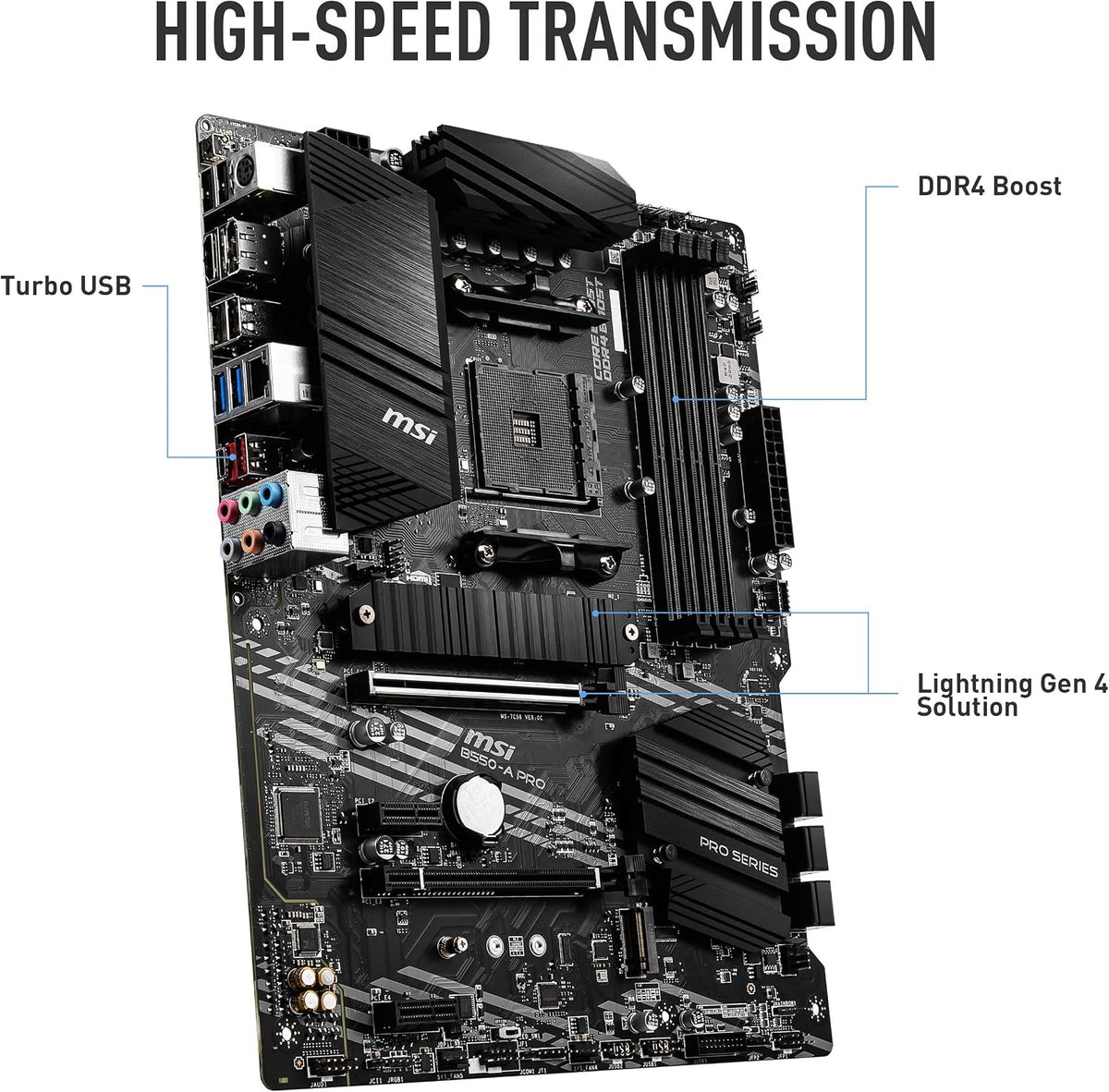 MSI MPG B550 Gaming Plus (ATX AMD AM4 DDR4 M.2 USB 3.2 Gen 2 HDMI ATX Gaming Moderkort AMD Ryzen™ 5000-processorer