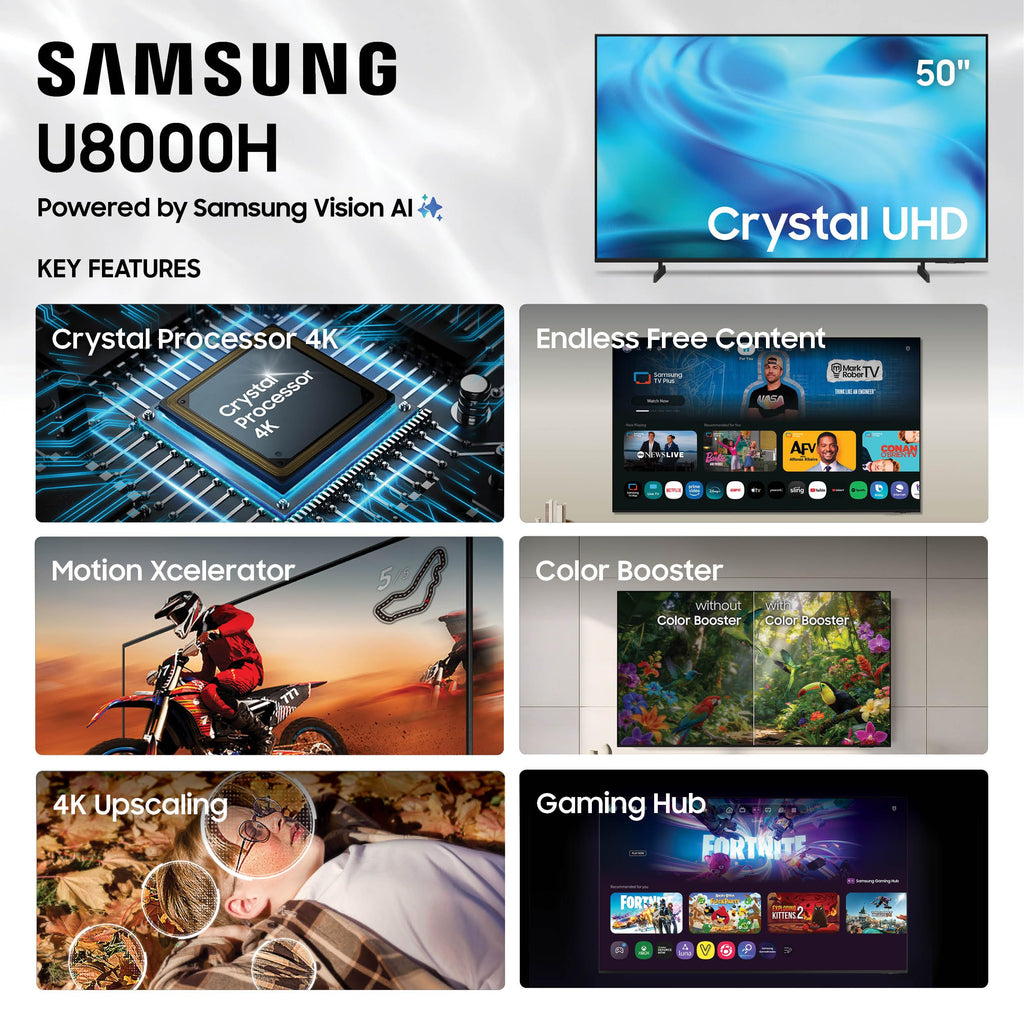 Samsung 65-Inch Class Crystal UHD U8000H Series Samsung Vision AI Smart TV (2026 Model, 65U8000H) Processor 4K, Endless Free Content, Motion Xcelerator, Color Booster, Alexa Built-in