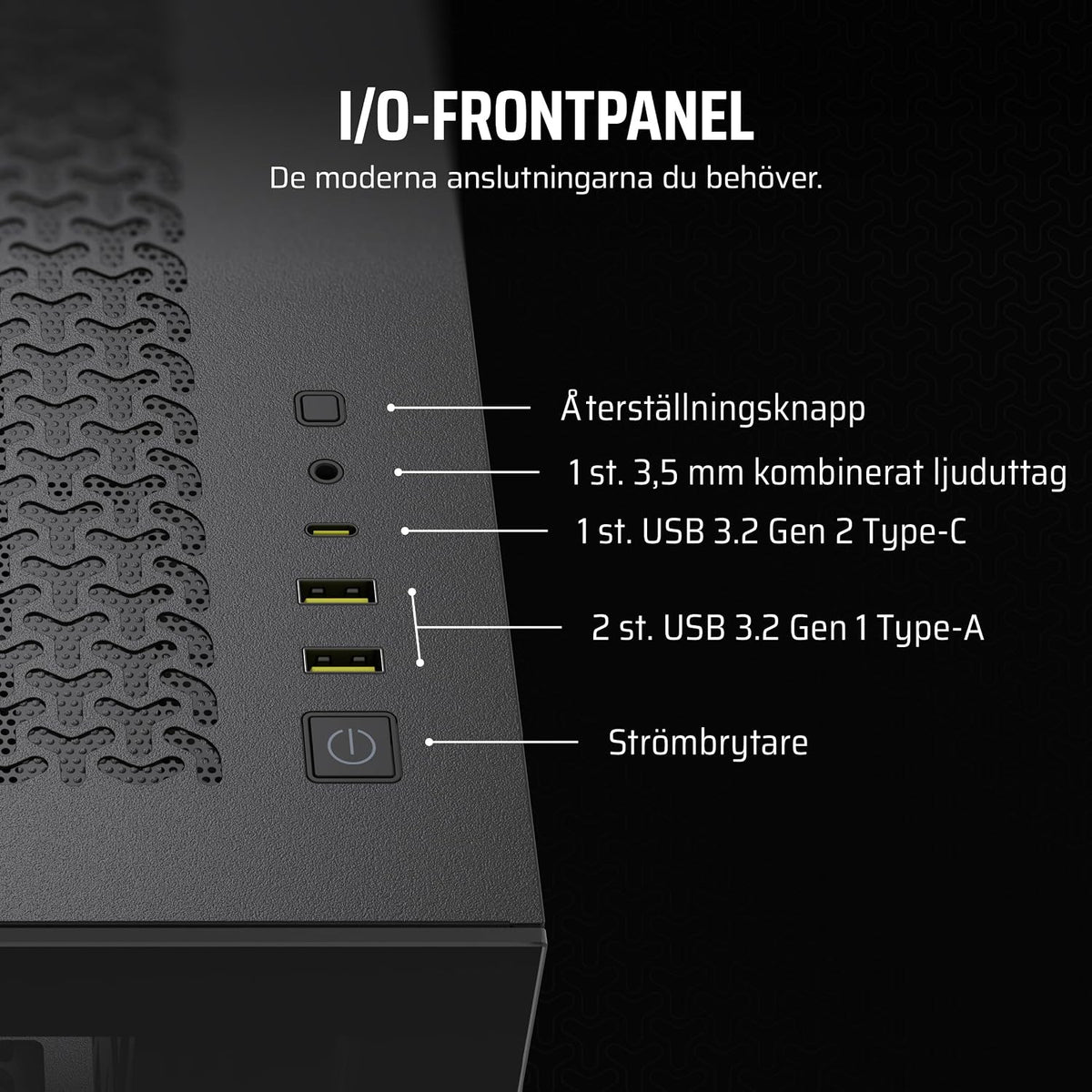 CORSAIR 3500X Mid-Tower ATX PC-Chassi Med Dubbla Kammare – Panoramabild i Härdat Glas - Kompatibel Med Moderkort Med Omvänd Anslutning – Inga Fläktar Inkluderade – Vit