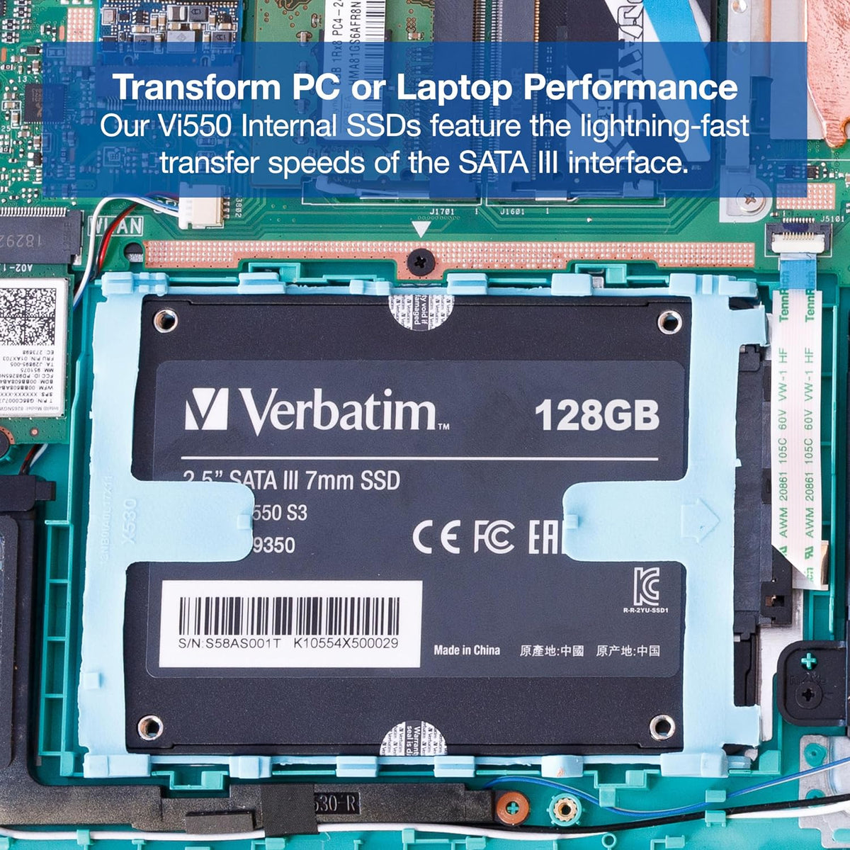 Verbatim Vi560 S3 SSD, intern SSD-enhet med 2 TB datalagring, Solid State Drive med SATA III M.2 2280 och 3D NAND-teknik, svart, perfekt för bärbar dator och Ultrabook