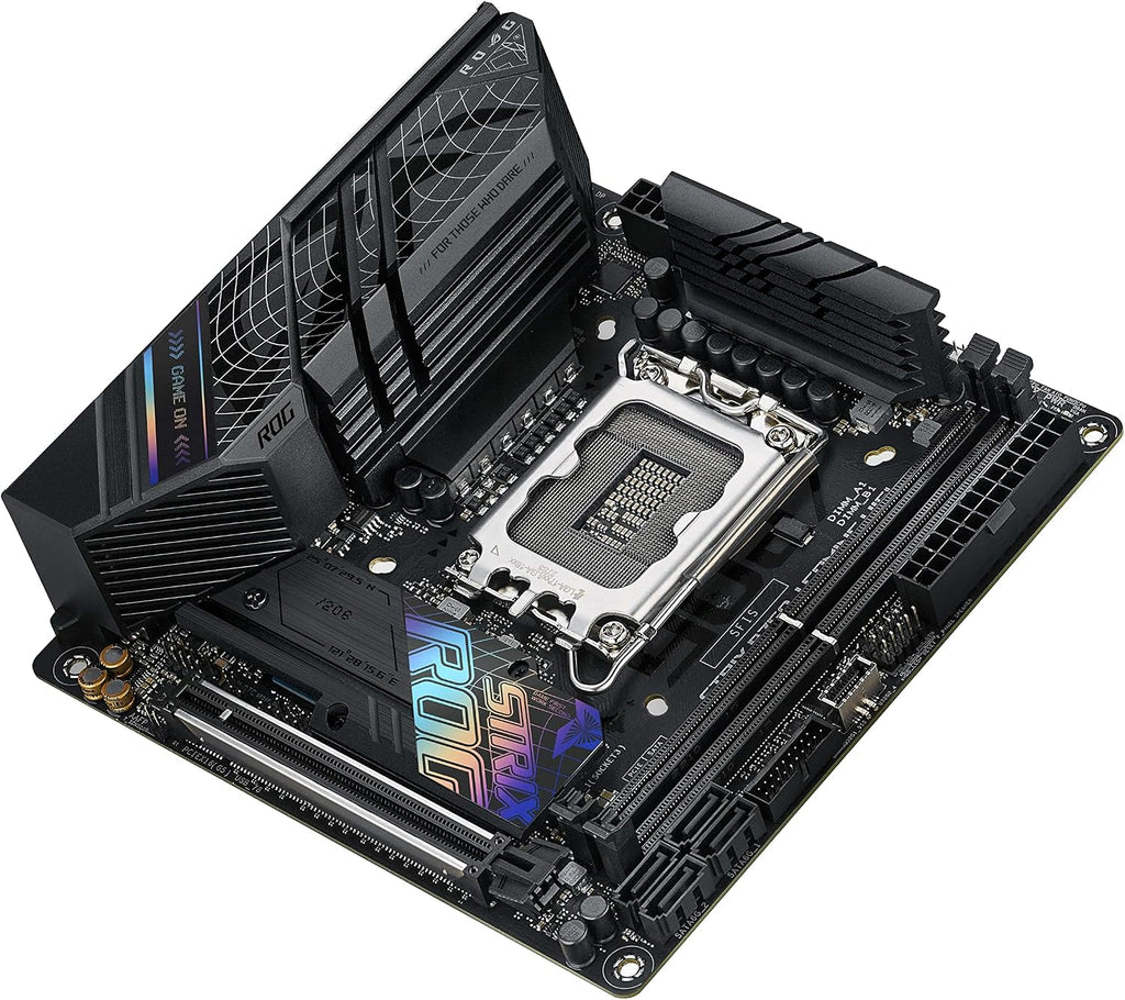 ASUS ROG Strix B760-I Gaming WiFi - Intel B760 LGA 1700 Mini ITX moderkort (DDR5, 8 + 1 DrMOS, PCIe 5.0, 2 x PCIe 4.0 M.2, wifi 6E, 2.5G Ethernet, USB 3.2 Gen 2 x 2 Type-C, Aura Sync RGB)