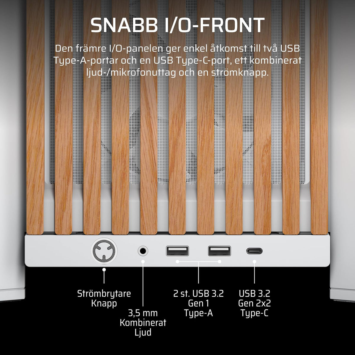 CORSAIR FRAME 4000D WOOD RS Mid-Tower PC-Chassi – Vit & Ek