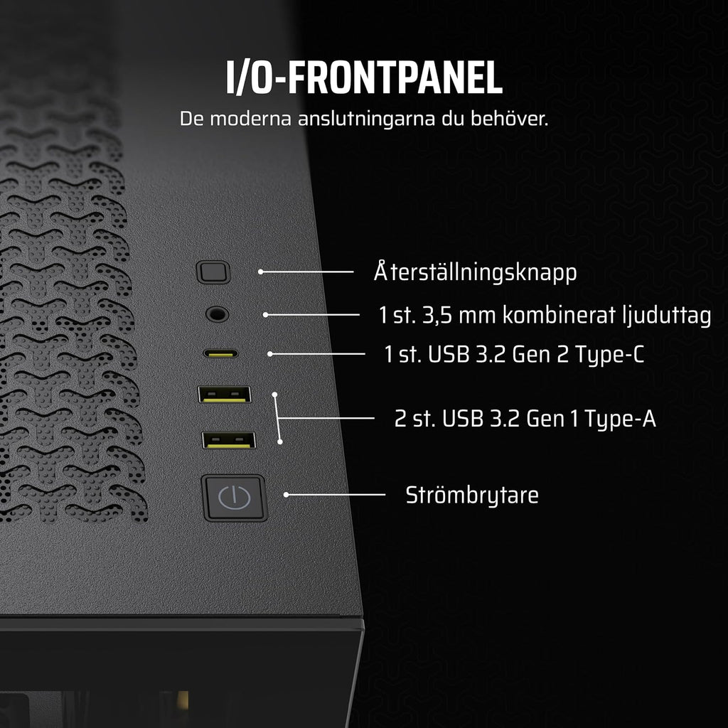 CORSAIR 3500X Mid-Tower ATX PC-Chassi Med Dubbla Kammare – Panoramabild i Härdat Glas - Kompatibel Med Moderkort Med Omvänd Anslutning – Inga Fläktar Inkluderade – Vit