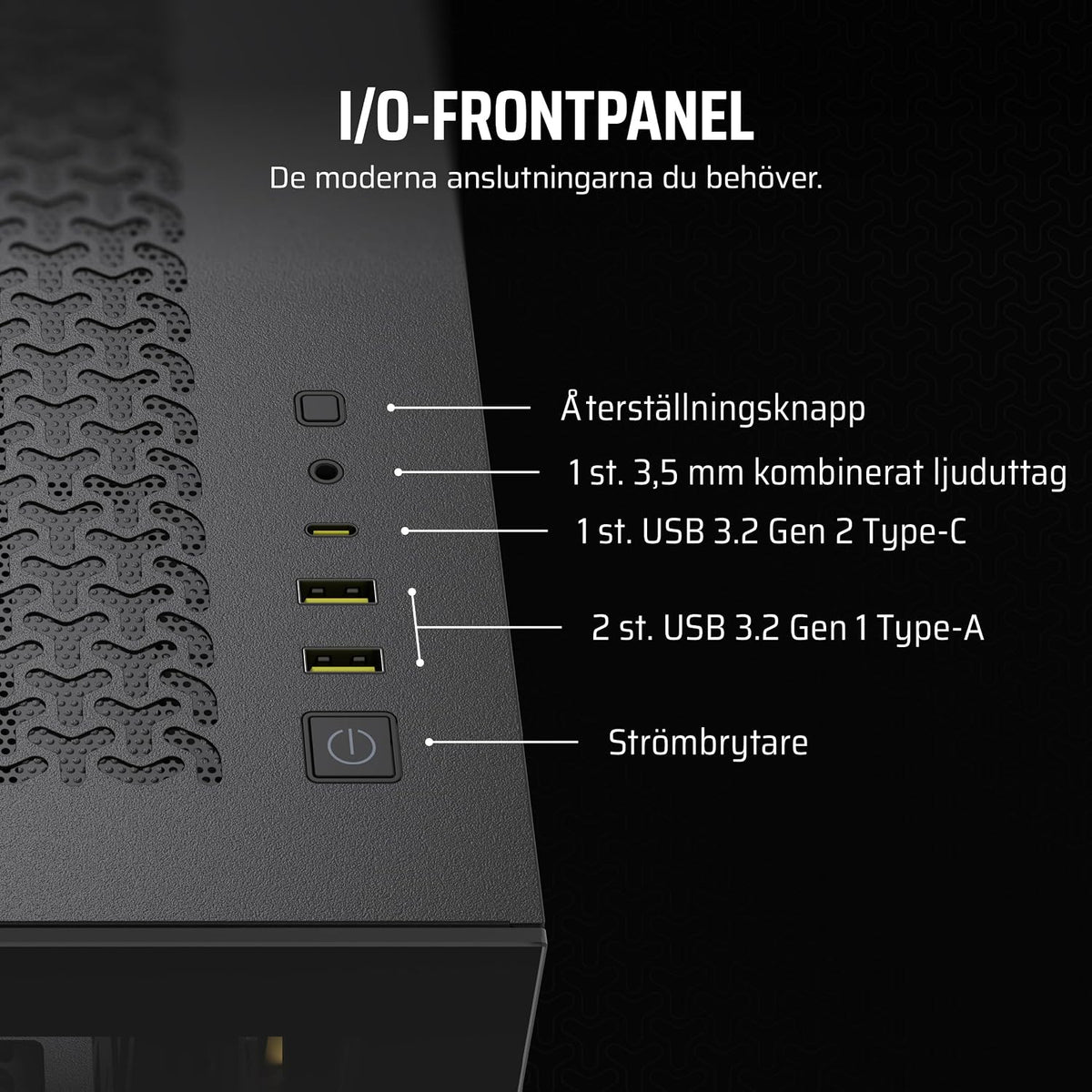 CORSAIR 3500X Mid-Tower ATX PC-Chassi Med Dubbla Kammare – Panoramabild i Härdat Glas - Kompatibel Med Moderkort Med Omvänd Anslutning – Inga Fläktar Inkluderade – Vit