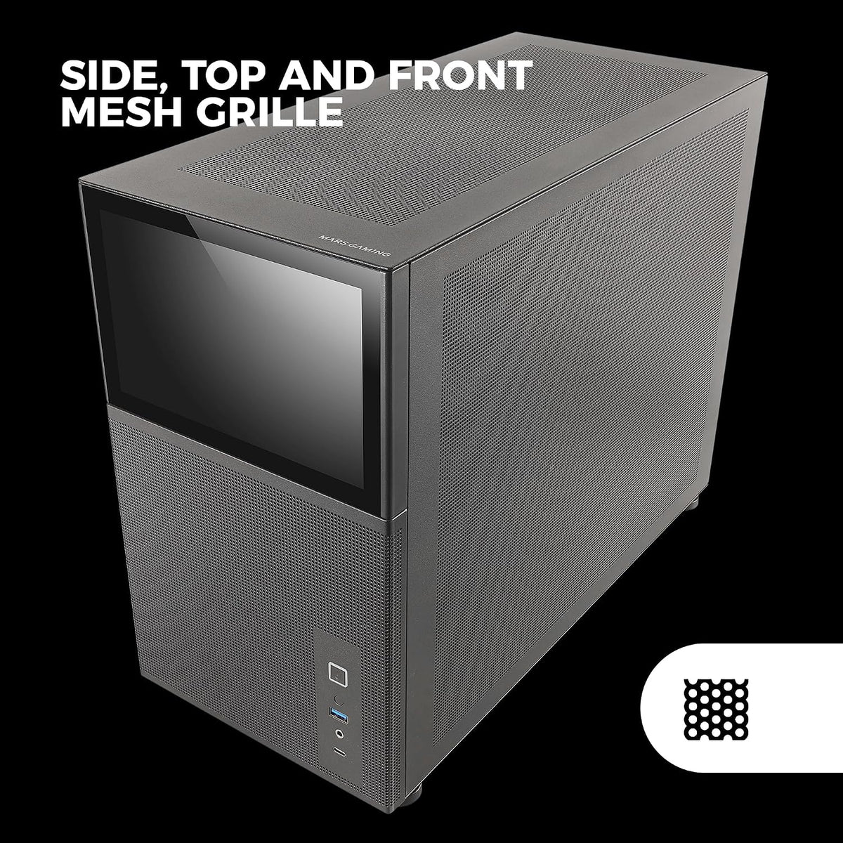 Mars Gaming MC-S1, ultrakompakt Micro-ATX PC-fodral, ARGB frontbelysning 12 lägen, FRGB-fläkt, spelfodral för helsidofönster, stöder vätskekylare upp till 120 mm, rosa