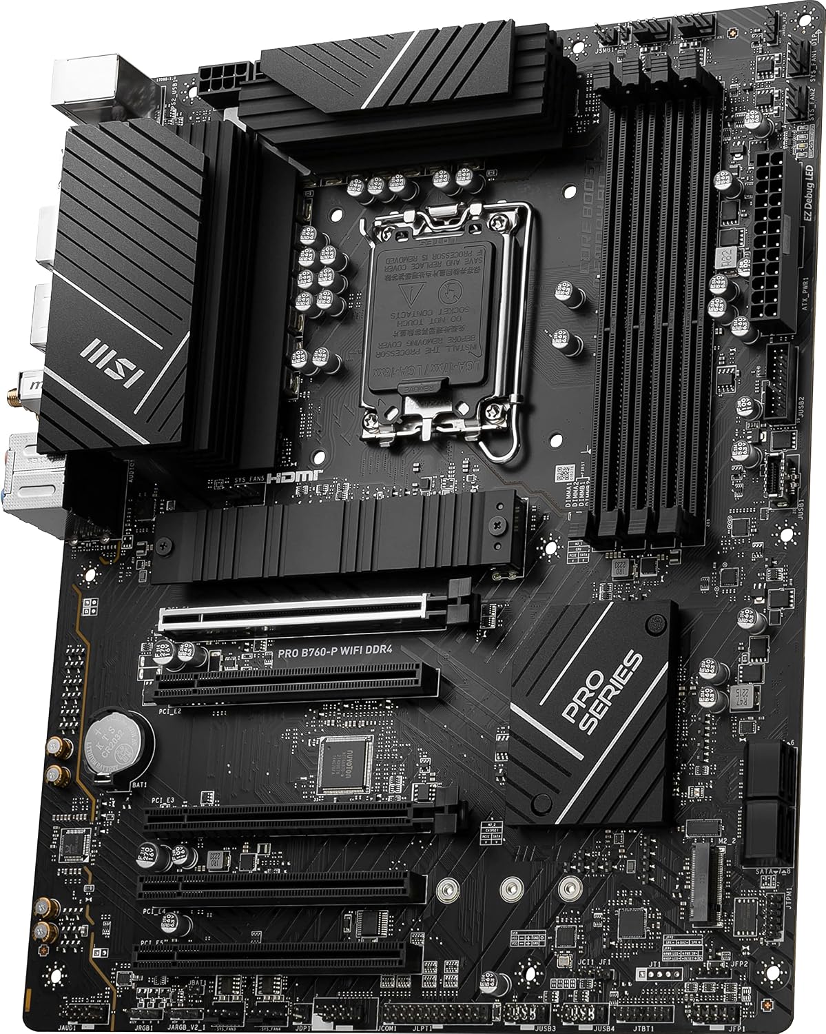 MSI PRO B760-P WiFi DDR4 ProSeries moderkort (stöder Intel-processorer av 12. /13. generationen, LGA 1700, DDR4, PCIe 4.0, M.2, 2,5 Gbit/s LAN, USB 3.2 Gen2, Wi-Fi 6E, ATX)