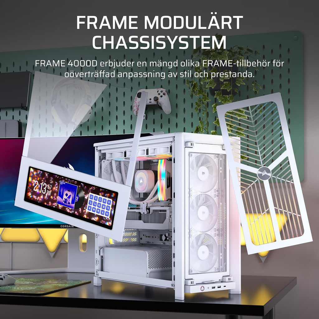 CORSAIR FRAME 4000D WOOD RS Mid-Tower PC-Chassi – Vit & Ek