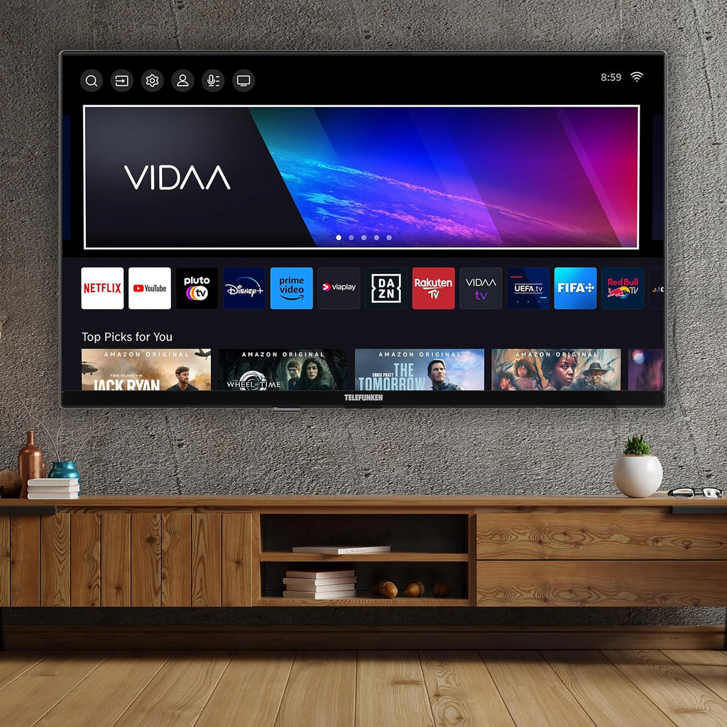 Telefunken QLED VIDAA QU50VP750S Smart TV 50 tum 4K UHD, HDR med Dolby Vision, Dolby Atmos, trippel tuner och 6 månader HD+ ingår, svart