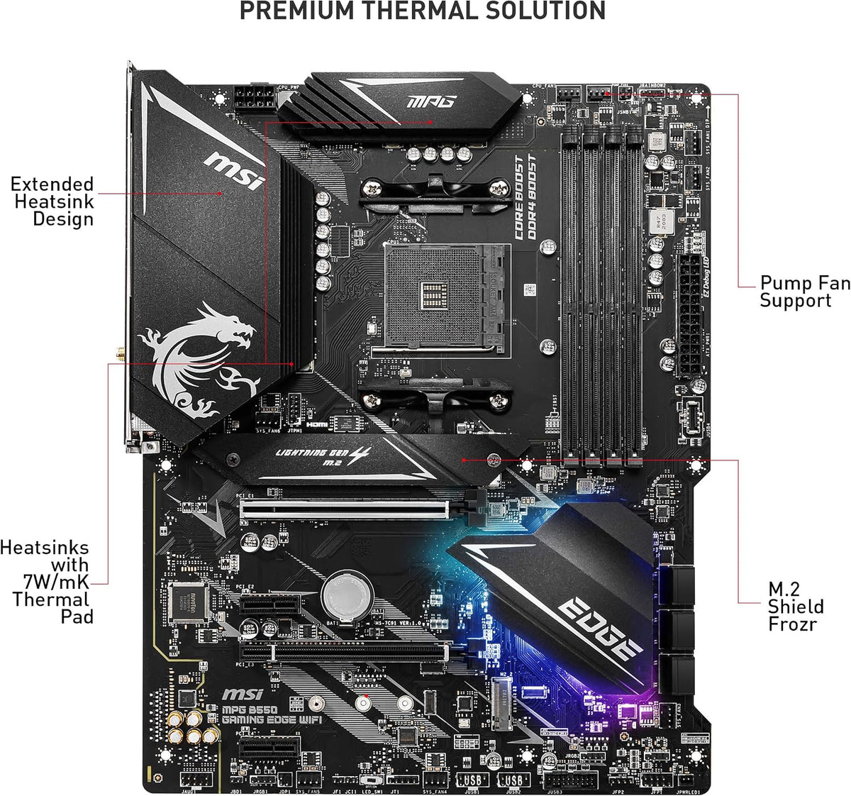 MSI MPG B550 Gaming Plus (ATX AMD AM4 DDR4 M.2 USB 3.2 Gen 2 HDMI ATX Gaming Moderkort AMD Ryzen™ 5000-processorer