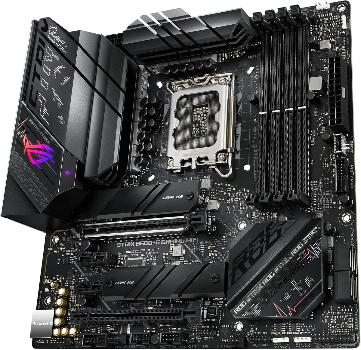 ASUS ROG Strix B760-I Gaming WiFi - Intel B760 LGA 1700 Mini ITX moderkort (DDR5, 8 + 1 DrMOS, PCIe 5.0, 2 x PCIe 4.0 M.2, wifi 6E, 2.5G Ethernet, USB 3.2 Gen 2 x 2 Type-C, Aura Sync RGB)