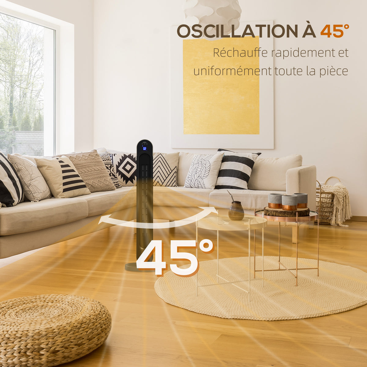 Chauffage soufflant oscillant 1100/2200 W - mini radiateur céramique PTC - télécommande incluse - chauffage d'appoint-6