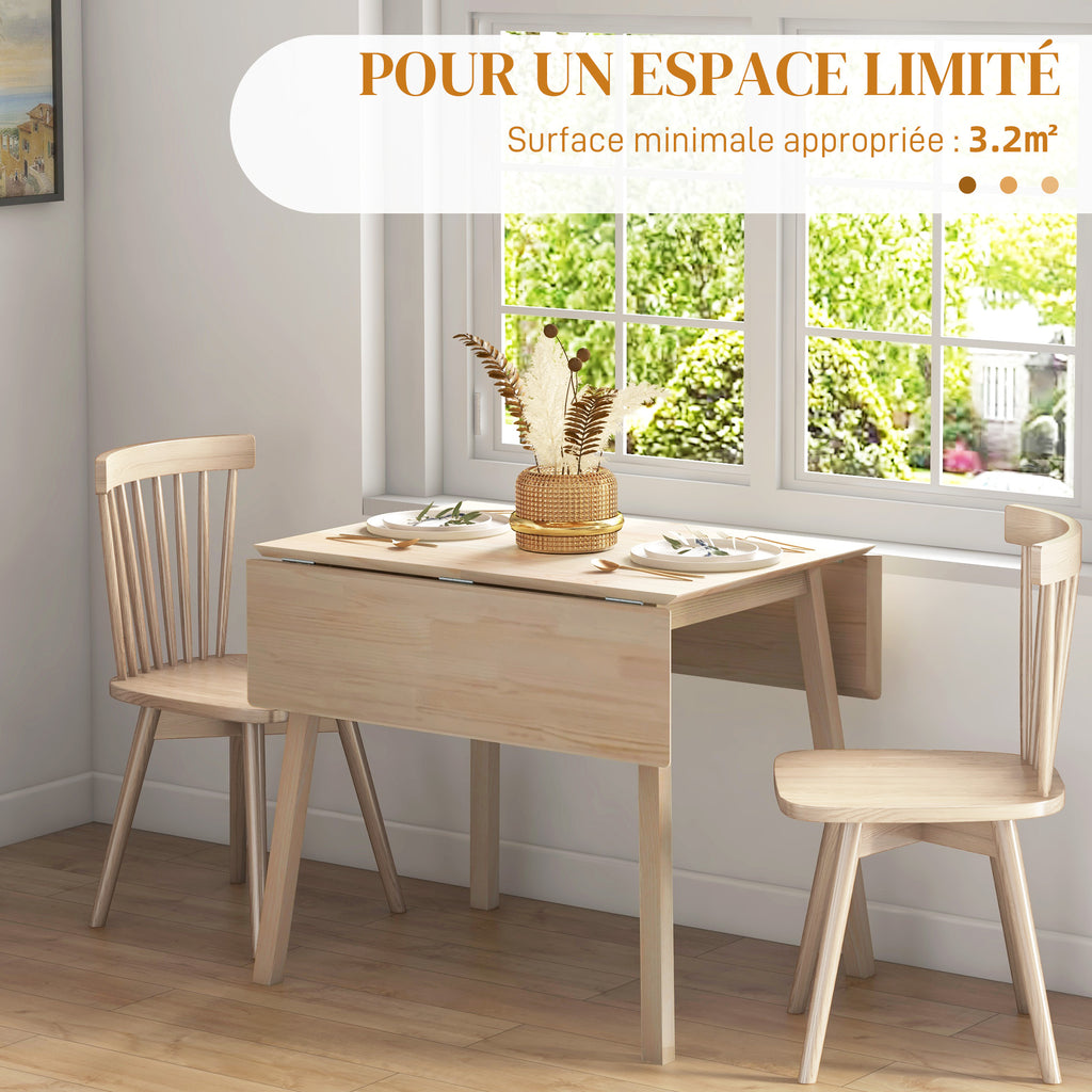 Table de cuisine pliable table à manger pliante avec plateau rabattable en bois pour 2 à 4 personnes bois naturel-5