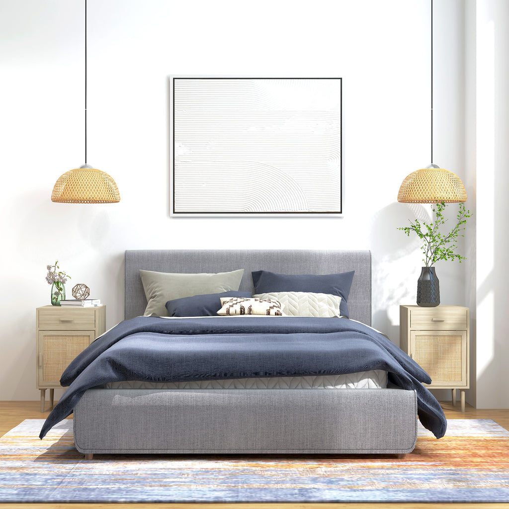 Lot de 2 tables de chevet, tables de nuit avec tiroir et placard, étagère réglable, 40 x 40 x 68,5 cm, chêne-1