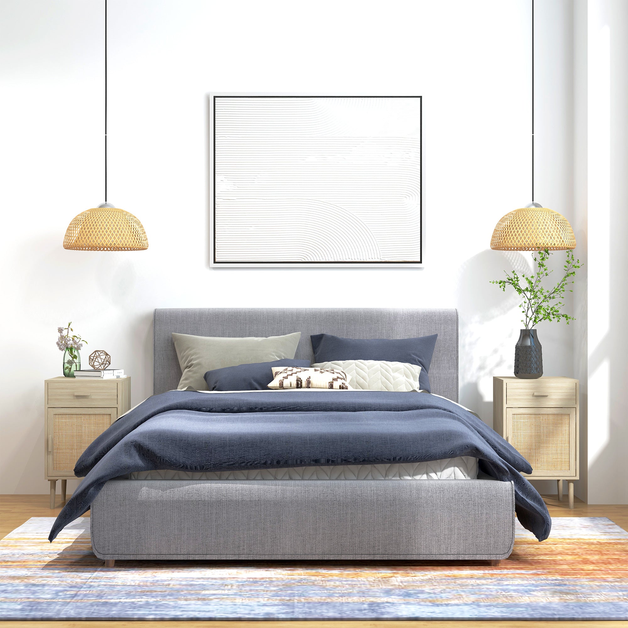 Lot de 2 tables de chevet, tables de nuit avec tiroir et placard, étagère réglable, 40 x 40 x 68,5 cm, chêne-1