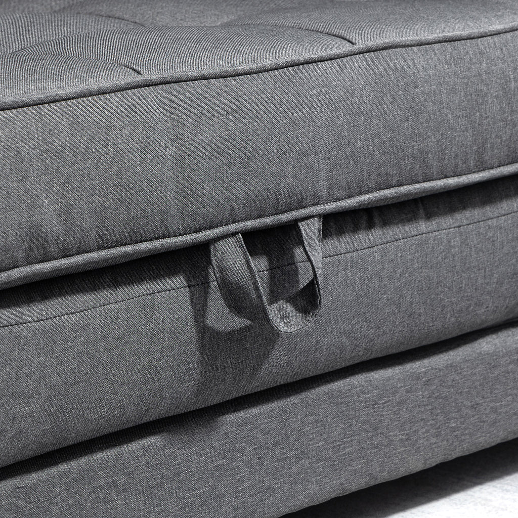 Canapé droit convertible 2 places - dossier capitonné - 147,5 x 75 x 85 cm - gris-7