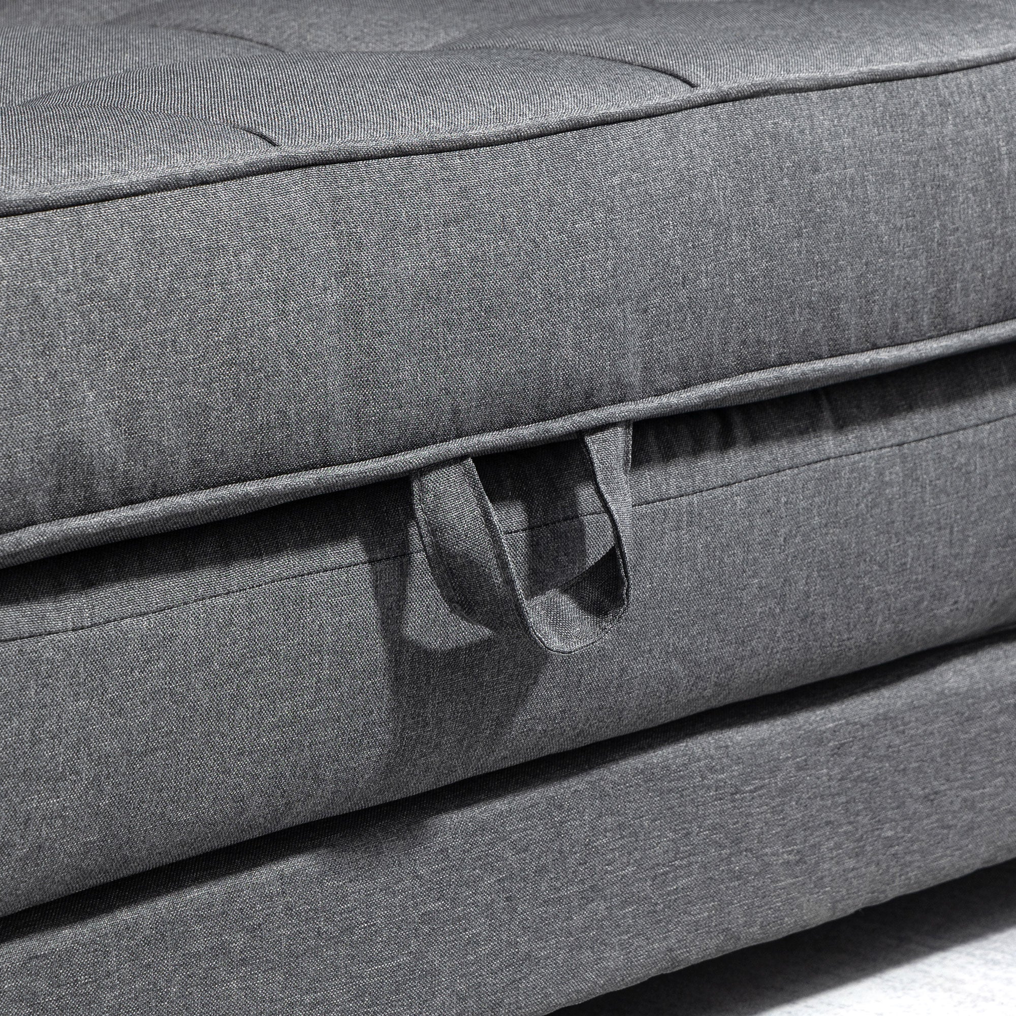 Canapé droit convertible 2 places - dossier capitonné - 147,5 x 75 x 85 cm - gris-7