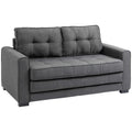 Canapé droit convertible 2 places - dossier capitonné - 147,5 x 75 x 85 cm - gris-0