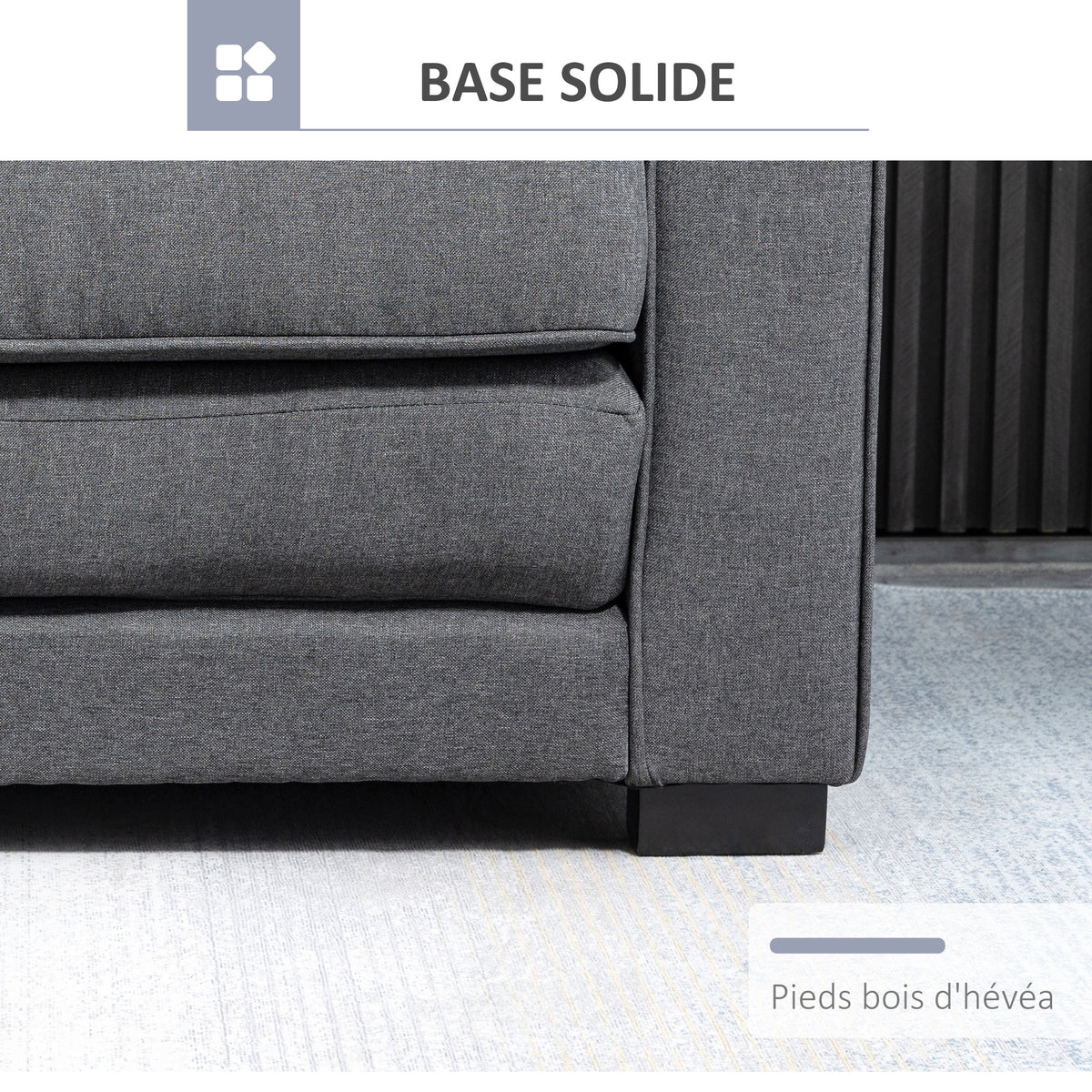 Canapé droit convertible 2 places - dossier capitonné - 147,5 x 75 x 85 cm - gris-6