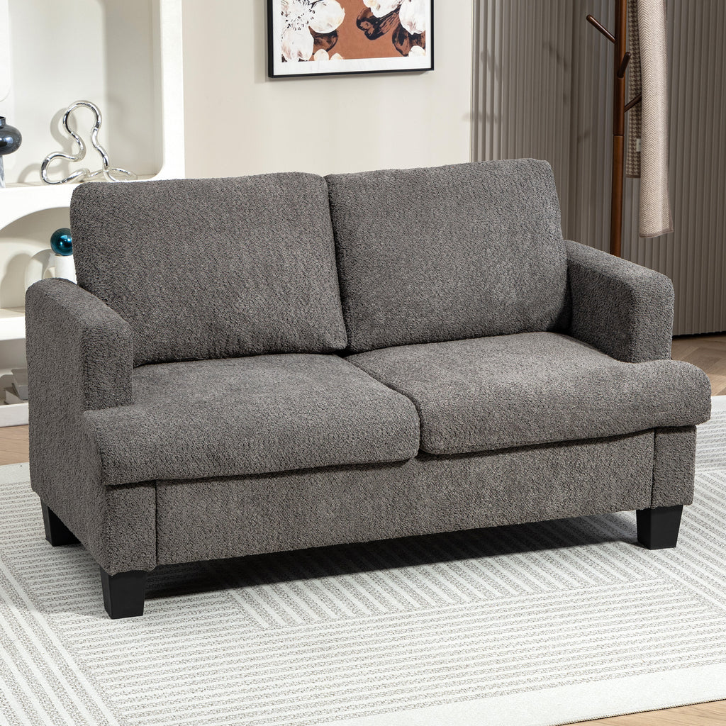 Canapé 2 places 120 cm avec coussins de dossier amovibles, tissu chenille pour salon, chambre, bureau, gris foncé-6