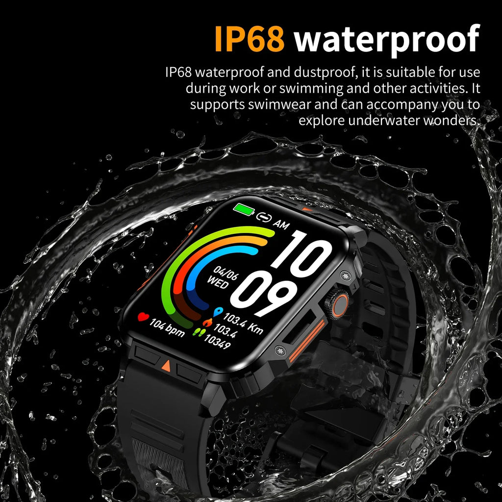 NNEOBA Military Smart Watch Fitness Health Monitor Bluetooth (Black)-3