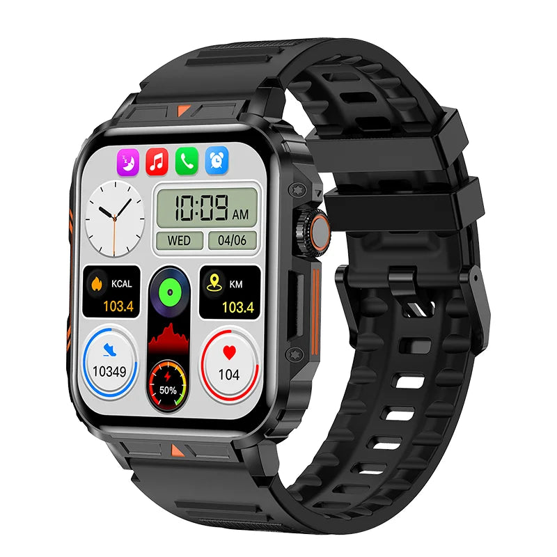 NNEOBA Military Smart Watch Fitness Health Monitor Bluetooth (Black)-0