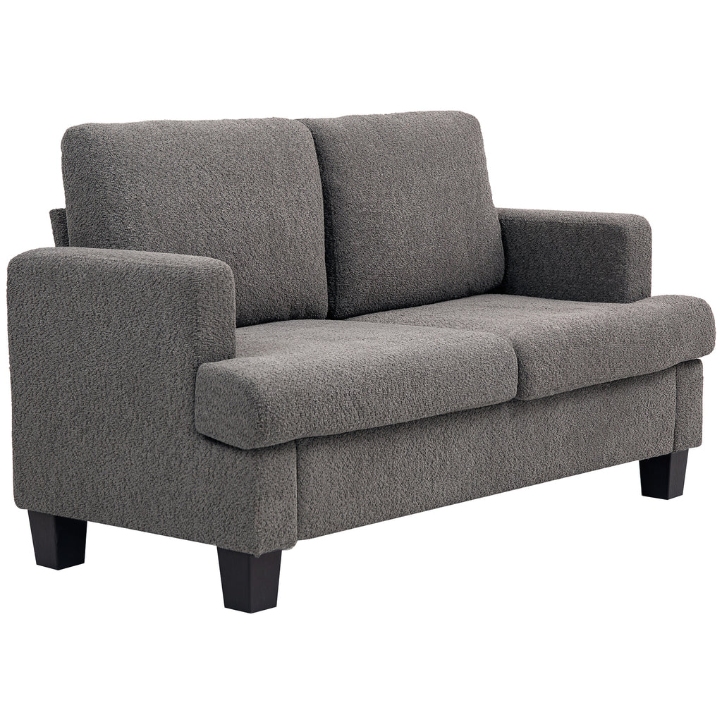 Canapé 2 places 120 cm avec coussins de dossier amovibles, tissu chenille pour salon, chambre, bureau, gris foncé-0