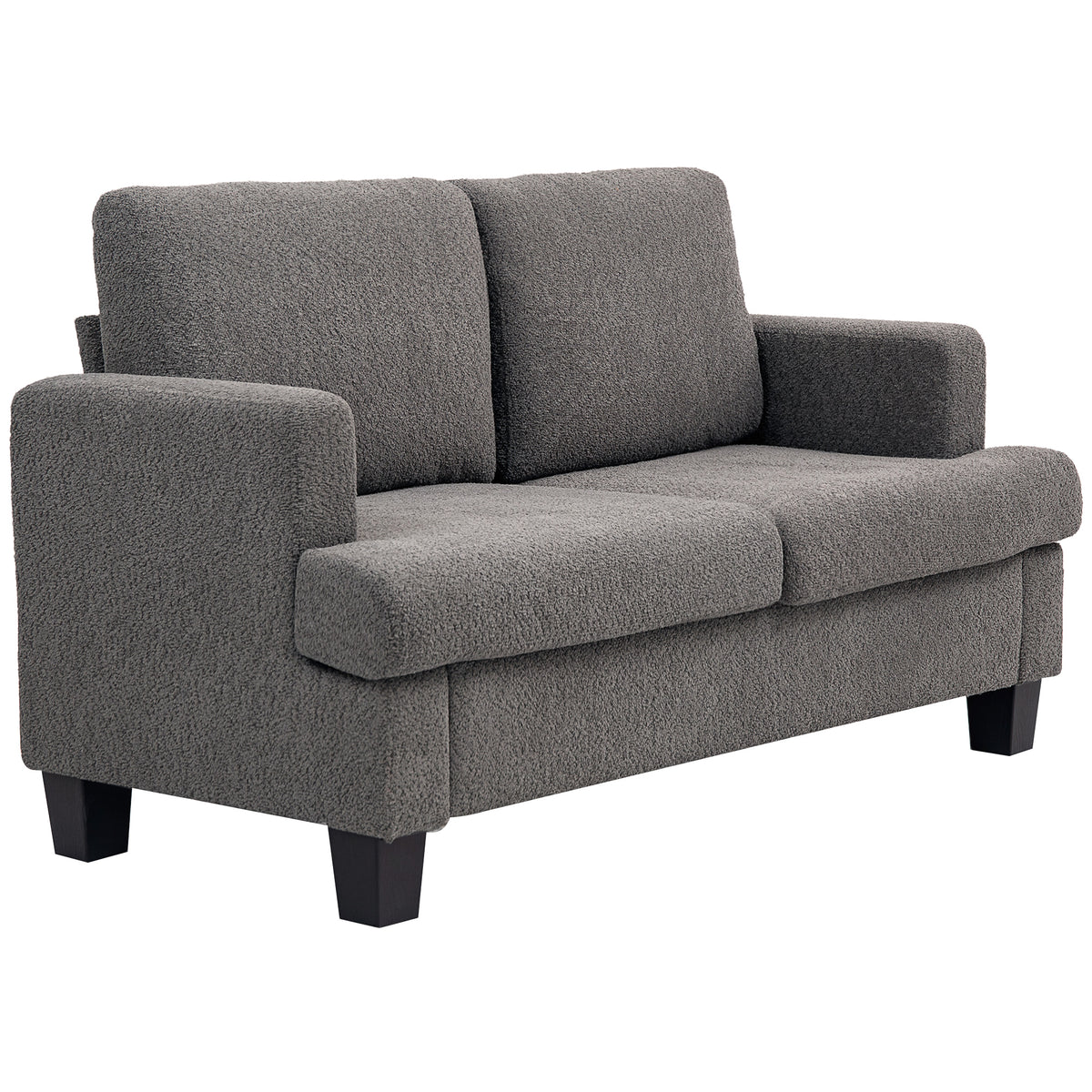 Canapé 2 places 120 cm avec coussins de dossier amovibles, tissu chenille pour salon, chambre, bureau, gris foncé-0
