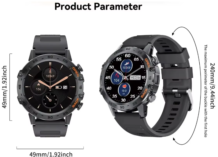 Bluetooth Smart Watch for Men (Black)-1