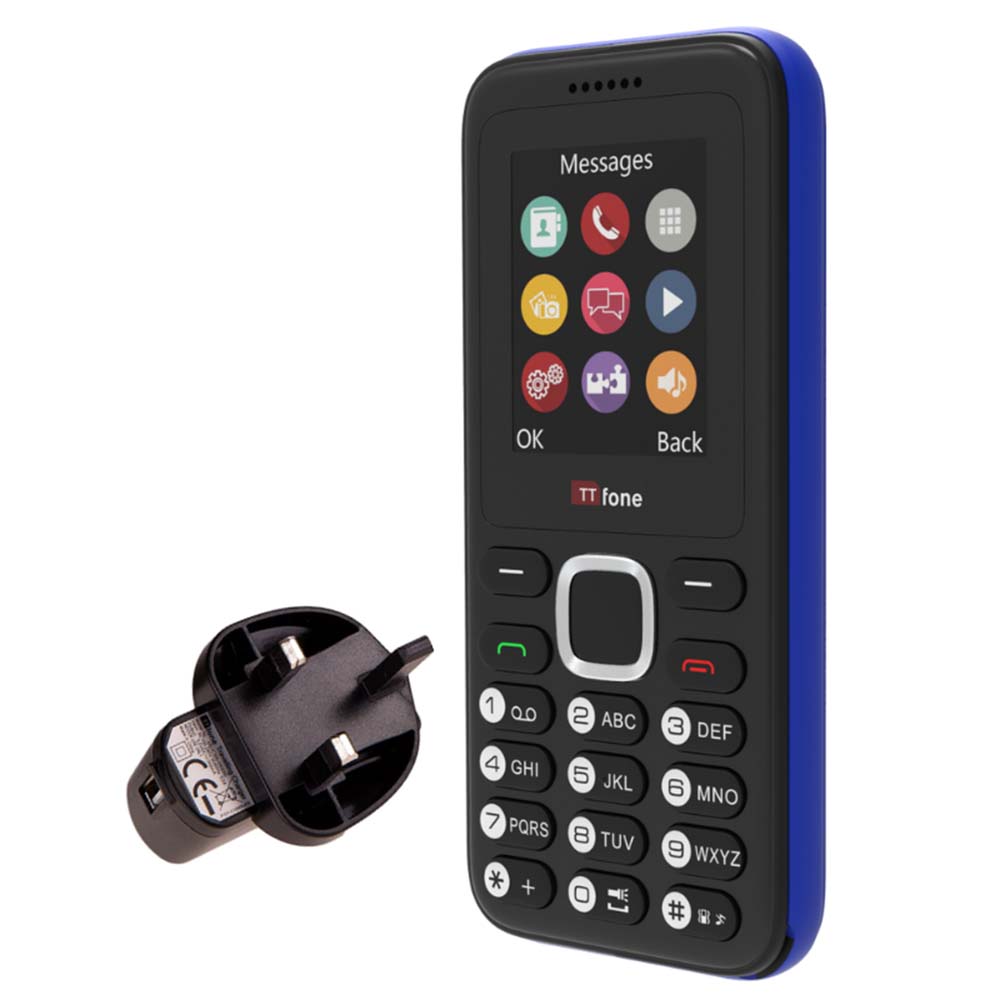 TTfone TT150 Blue Dual SIM with Mains Charger, Vodafone Pay As You Go-0