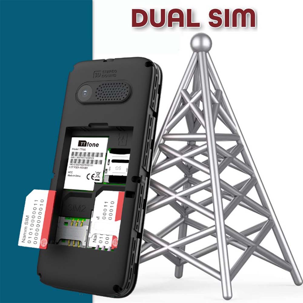 TTfone TT150 Blue Dual SIM with Mains Charger, Vodafone Pay As You Go-1