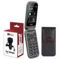 Bundle offer for TTfone TT970 4G WhatsApp Flip Big Button Senior Mobile with Nylon Holster Case (TTCB9) and Car Charger (TTCC), EE Pay As You Go-0