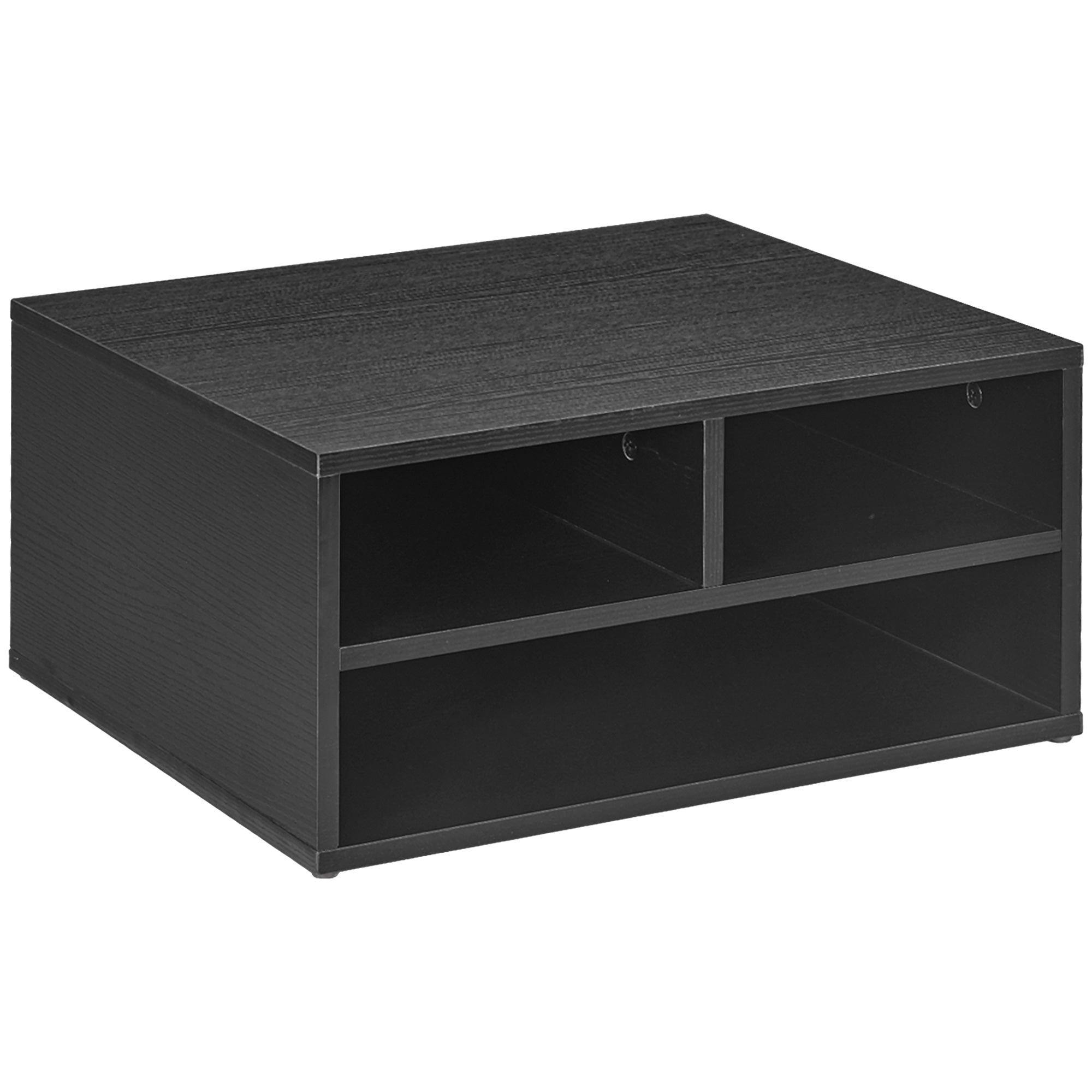 Organiseur bureau aspect noir avec 3 compartiments fournitures support d'imprimante 47 x 40 x 22,5 cm-0