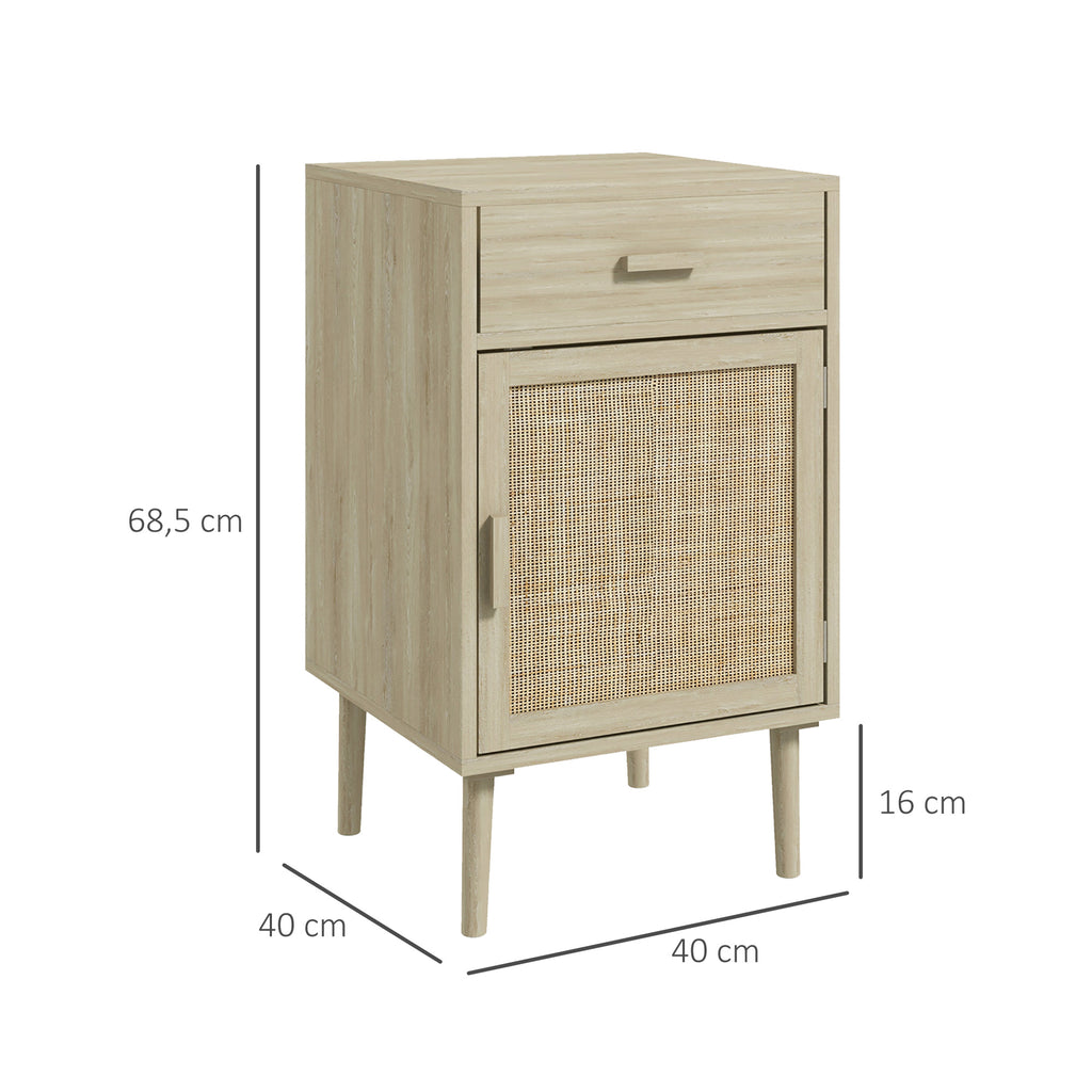 Lot de 2 tables de chevet, tables de nuit avec tiroir et placard, étagère réglable, 40 x 40 x 68,5 cm, chêne-2