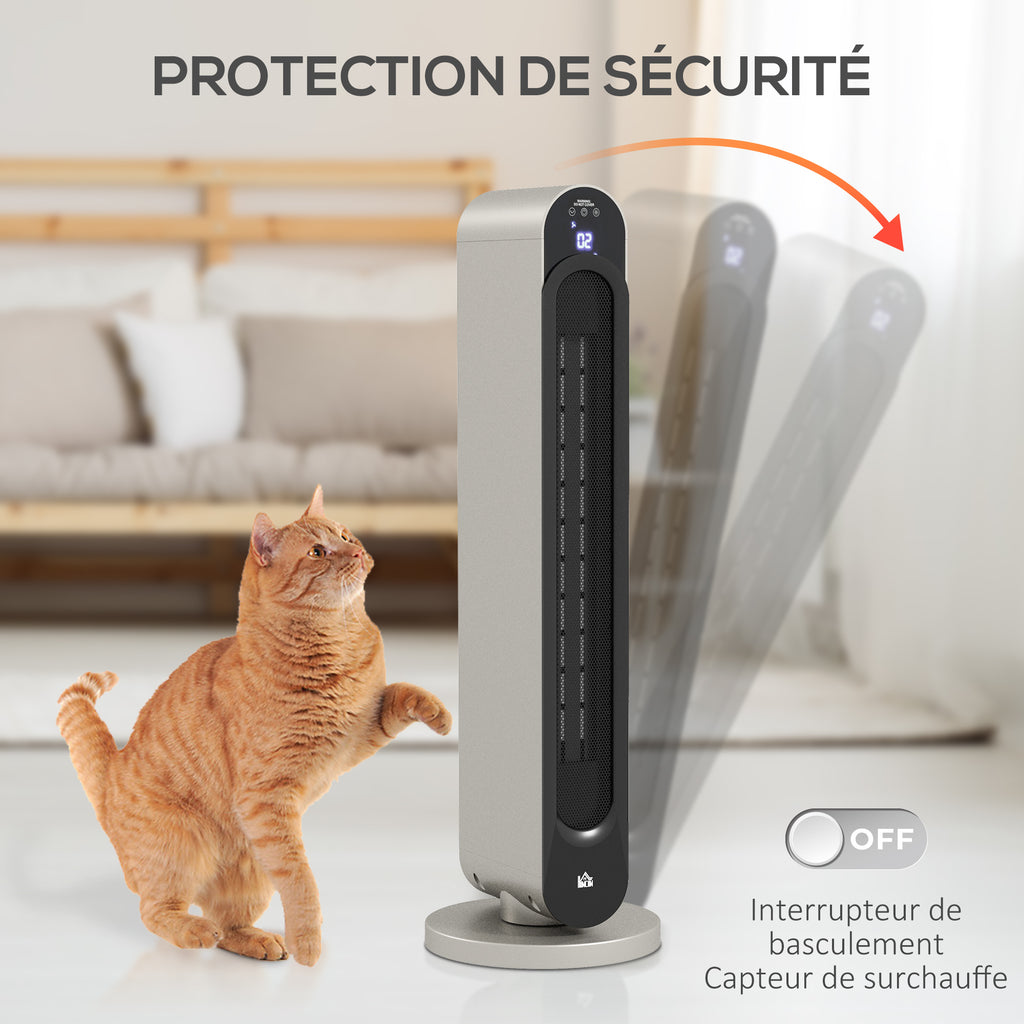 Chauffage soufflant oscillant 1100/2200 W - mini radiateur céramique PTC - télécommande incluse - chauffage d'appoint-5