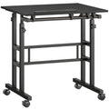 Bureau assis debout bureau réglable en hauteur 70 x 60 cm à roulettes avec plateau inclinable cadre en métal noir-0