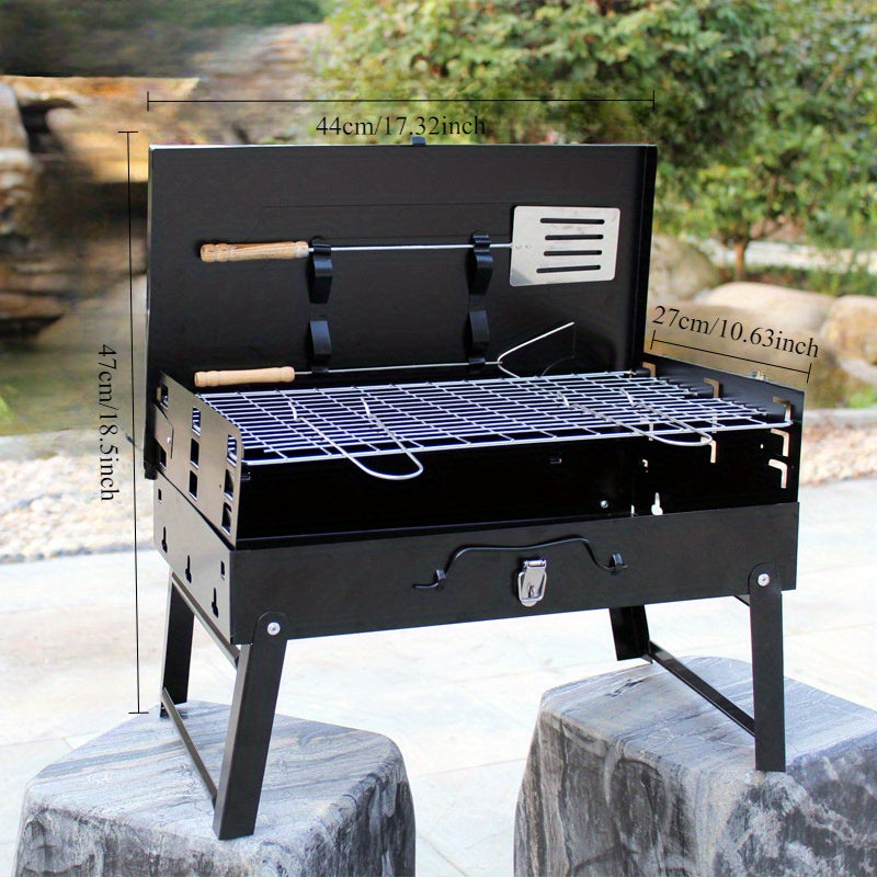 Portable Stainless Steel Charcoal Grill with Shelf-1