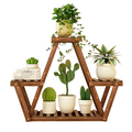 Wooden Triangular Plant Stand - Multi-Tier Flower Display Holder-0