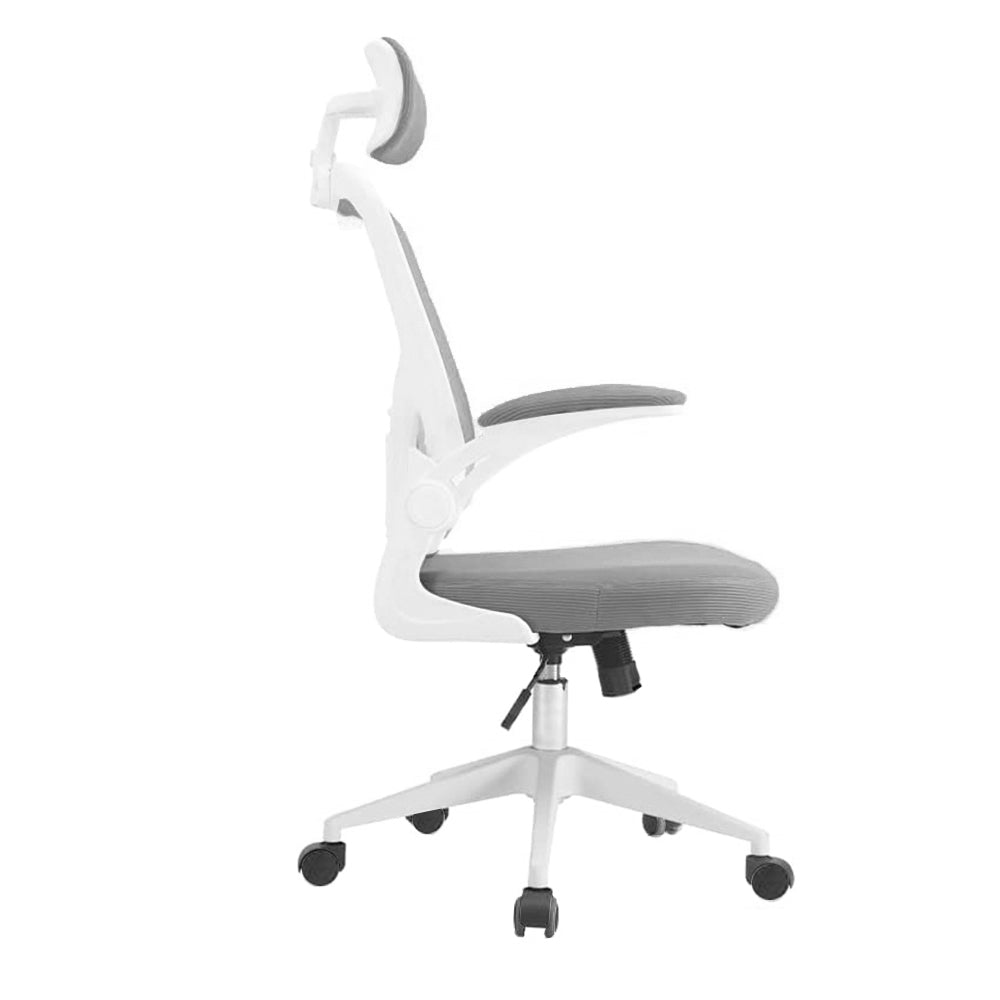 Ergonomická kancelárska stolička s bedrovou opierkou, opierkou hlavy, sivá-1