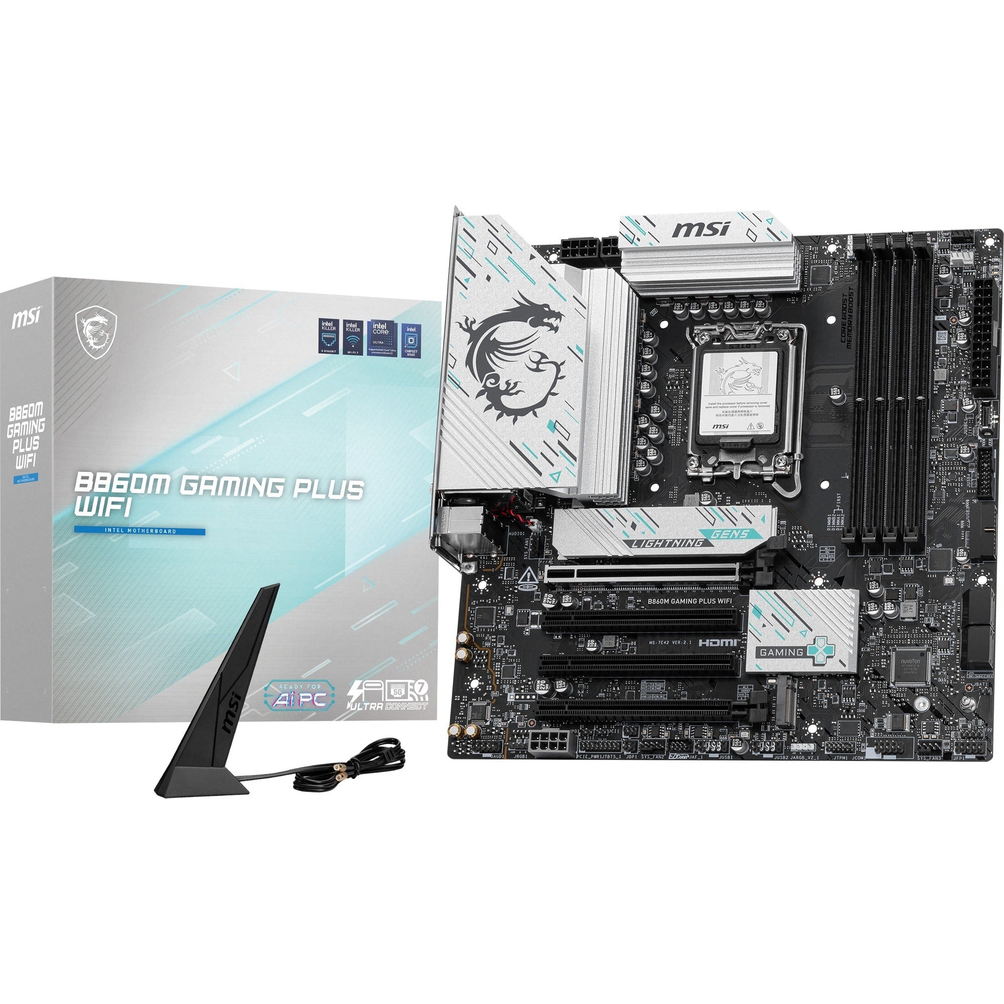 MSI B860M Gaming Plus WiFi Socket 1851 motherboard (RAID, 5GB-LAN, WiFi 7, BT, Sound, µATX)-0