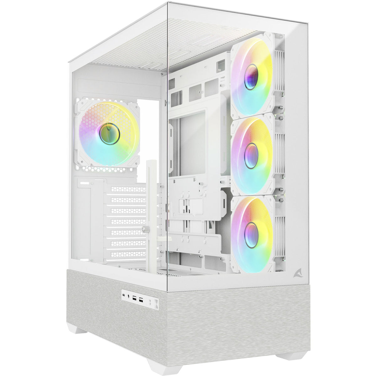 Sharkoon ak7 argb midi tower housing (white | 2x USB-A | 1x USB-C | RGB | tempered glass)-0