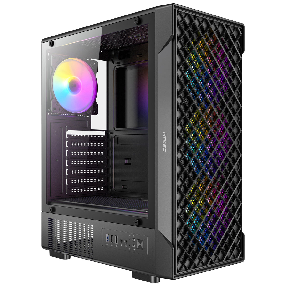 Antec vx320 argb midi tower housing (black | 3x usb-a | tempered glass)-0