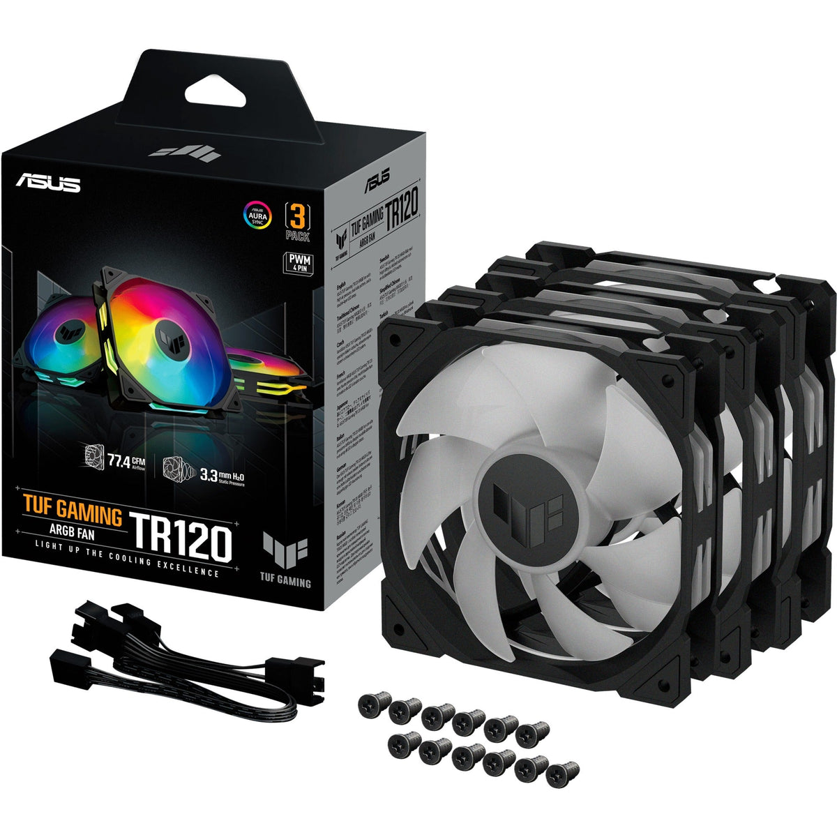 Asus TUF Gaming TR120 ARGB Case Fans (black, 3-pack, 120 x 120 x 25 mm)-0
