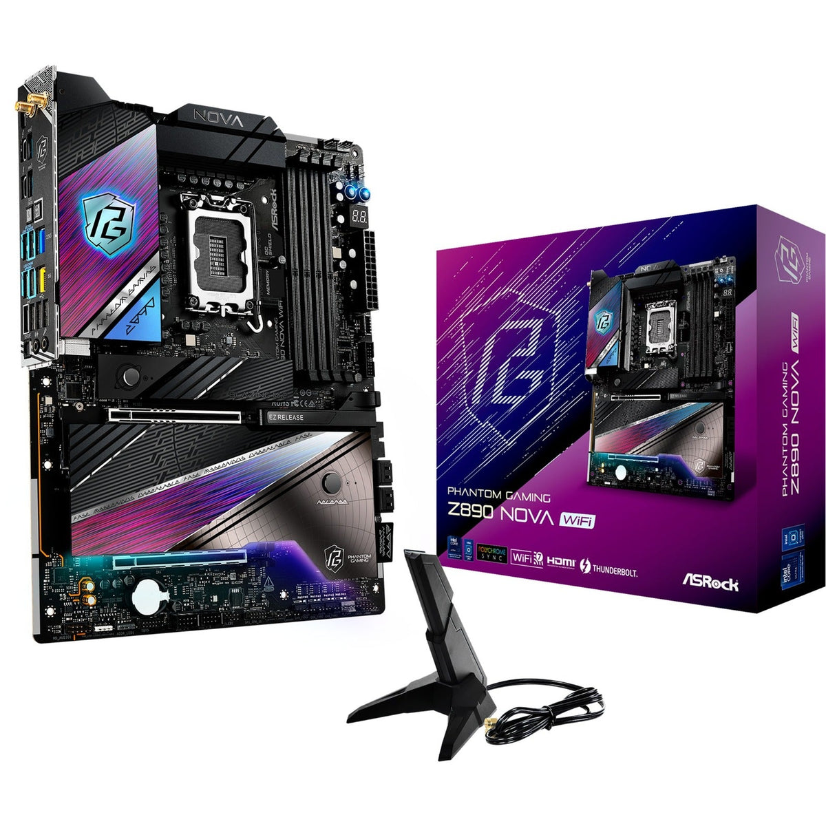 Asrock Z890 Nova WiFi Socket 1851 motherboard (black, RAID, 5GB-LAN, 2.5GB-LAN, WiFi 7, BT, Sound, ATX)-0