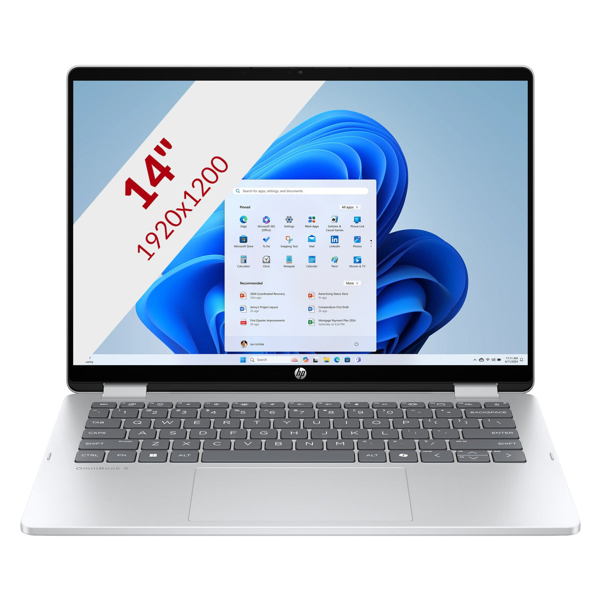 HP omnibook 5 flip 2-in-1 14-fp0250ndx 14" laptop (zilver | core 5 120u | intel graphics | 8 gb | 512 gb ssd | touch)-0