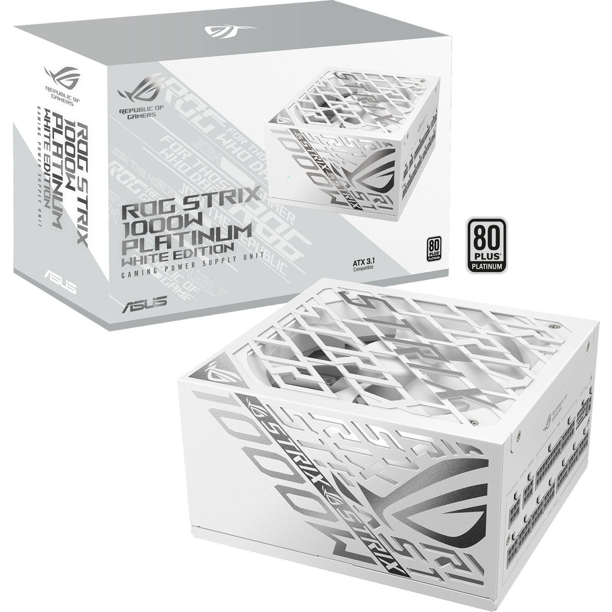 Asus rog strix platinum white edition modular 1000 watt power supply (white, 1x 12v-2x6, 4x pcie)-0