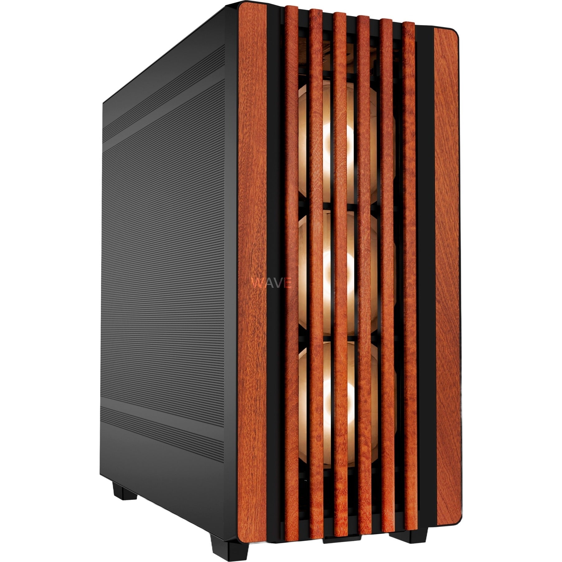 Sharkoon rebel c70m rgb midi tower housing (black wood color | 2x usb-a | 1x usb-c | rgb)-0